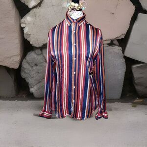 Zara Relaxed Fit Small Striped Button Down Shirt